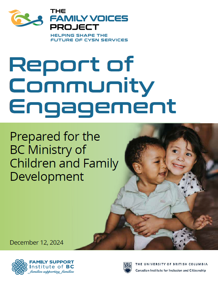 Cover or Family Voices Project report of community engagement. Full pdf file at bottom of page